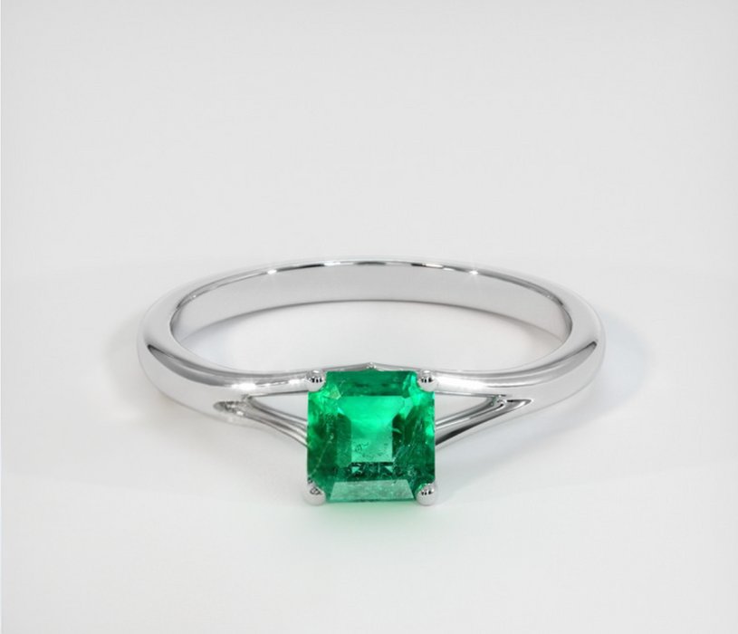 Emerald Ring 0.52 Ct., 18K White Gold