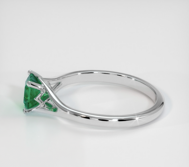 Emerald Ring 0.52 Ct., 18K White Gold