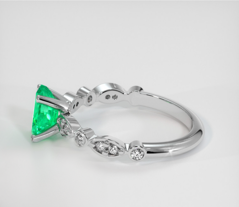 0.70 Ct Emerald 18k White Gold Ring