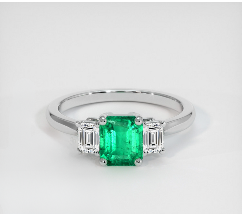 0.70 Ct Emerald 18k White Gold Ring