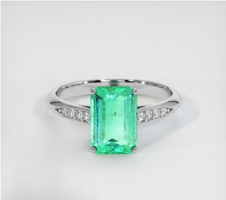 1.70 Ct Emerald 18k White Gold Ring