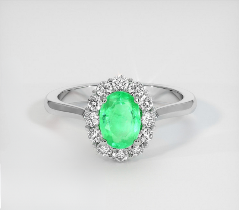 0.90 Ct Emerald 18k White Gold Ring