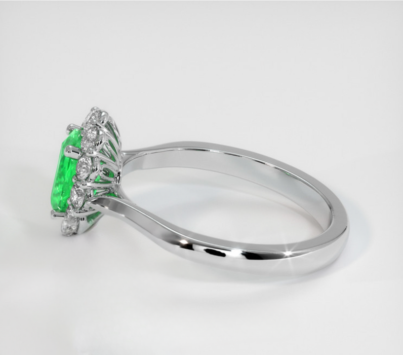 0.90 Ct Emerald 18k White Gold Ring