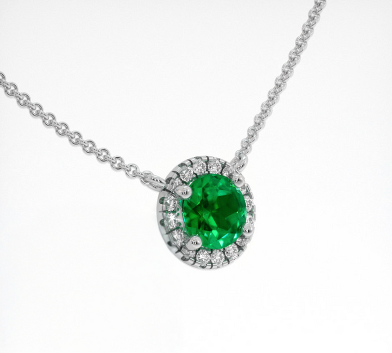 Pave Emerald Necklace 0.35 Ct
