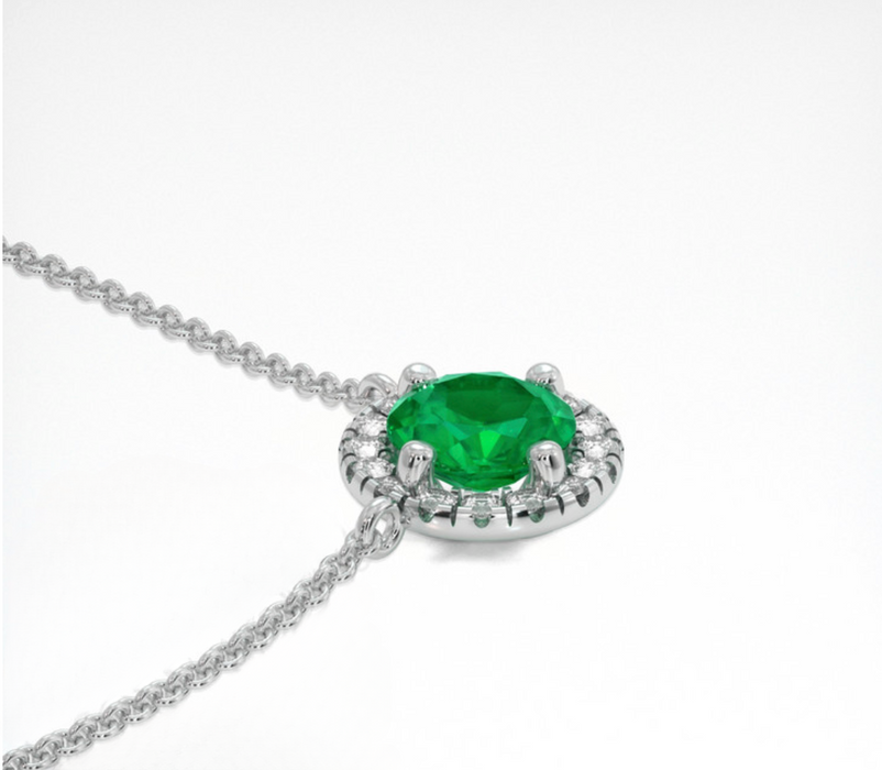 Pave Emerald Necklace 0.35 Ct