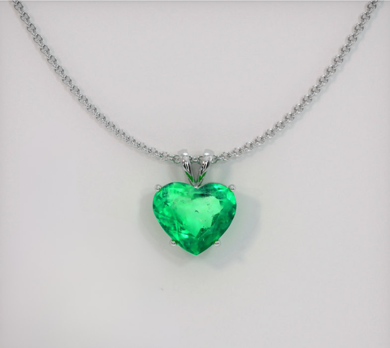 Solitaire Emerald Pendant 1.0 Ct., 18K White Gold