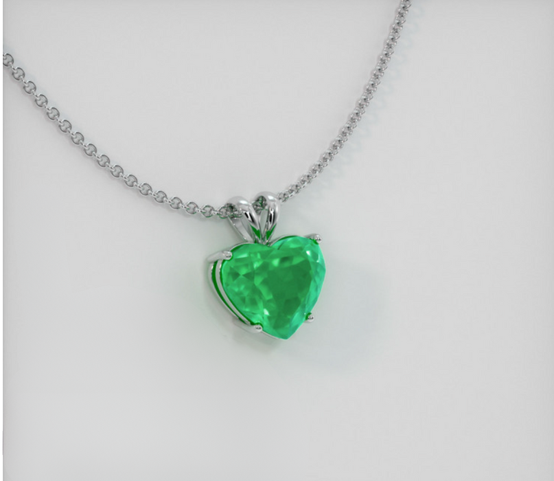 Solitaire Emerald Pendant 1.0 Ct., 18K White Gold