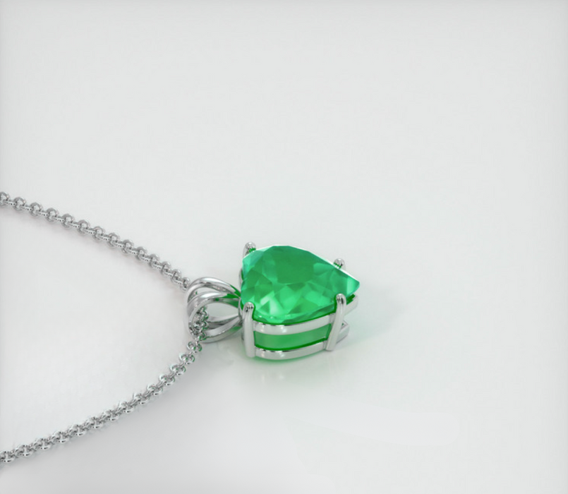 Solitaire Emerald Pendant 1.0 Ct., 18K White Gold
