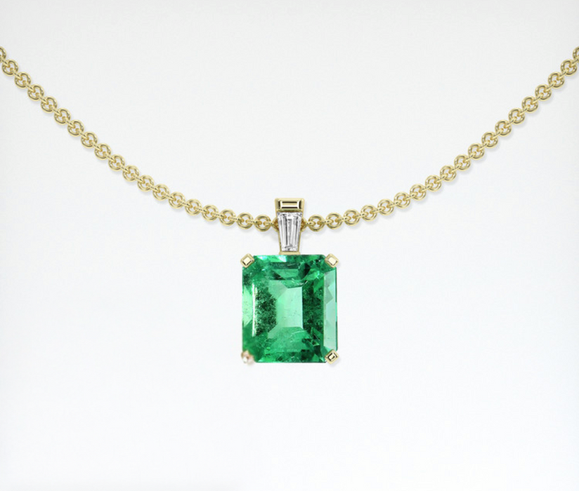 Emerald Pendant 0.78 Ct., 18K Yellow Gold