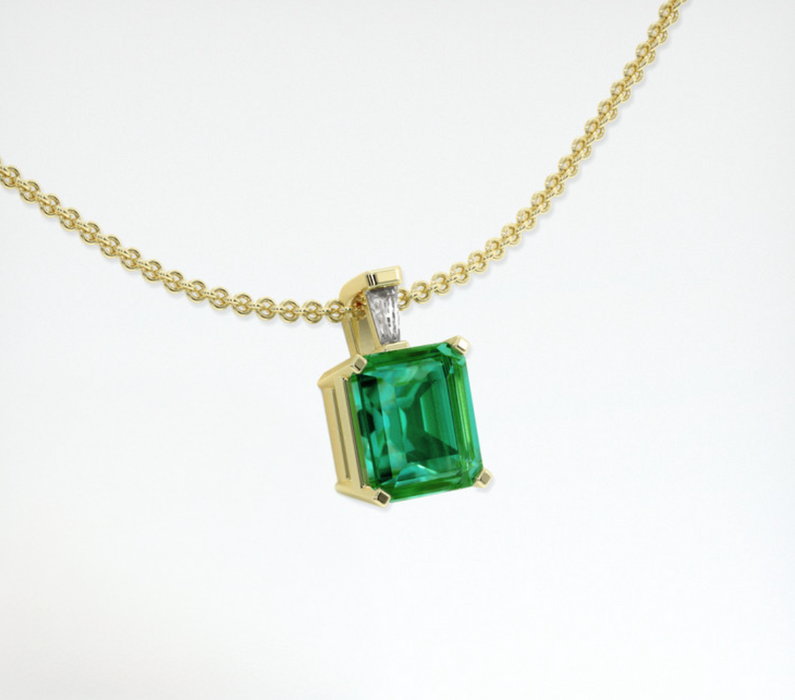 Emerald Pendant 0.78 Ct., 18K Yellow Gold