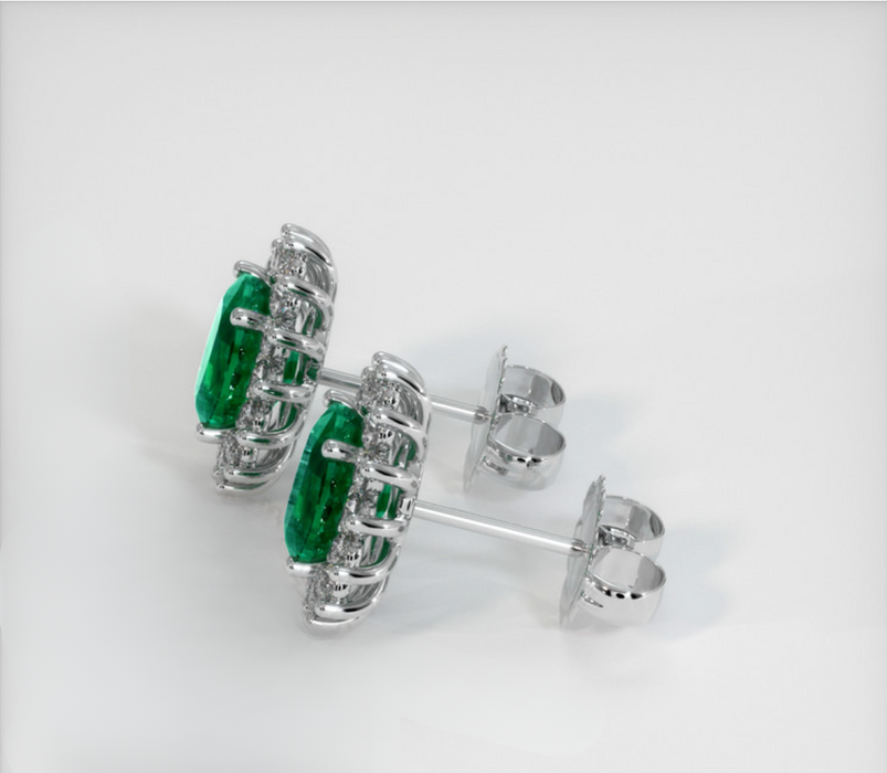 Halo Emerald Earring 2.64 Ct.Tw., 18K White Gold