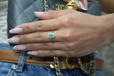 Oval Colombian Emerald Halo Ring in 18k Gold