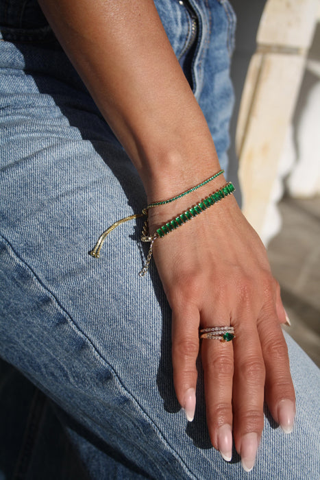 Emerald Tennis Bracelet in 18k Gold Vermeil