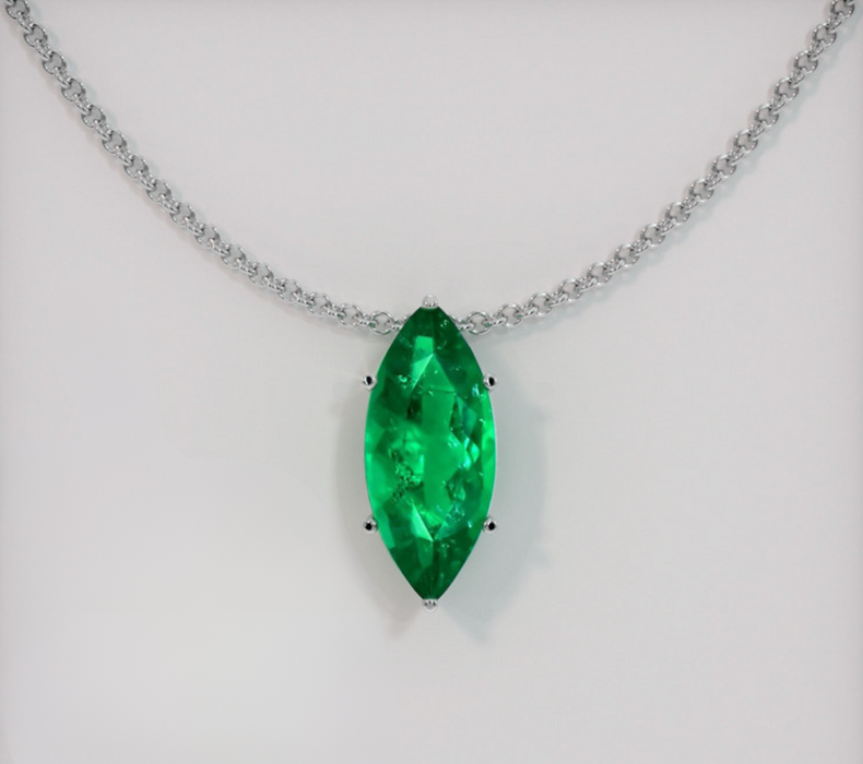 Emerald Pendant 1.90  Ct., 18K White Gold