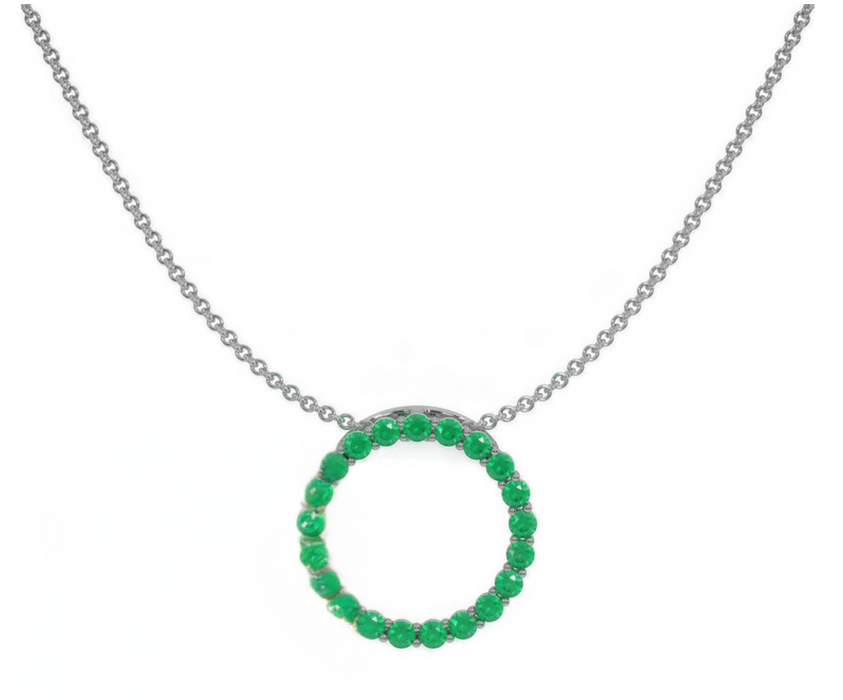 1.90  Ct. Emerald Pave Pendant, 18K White Gold