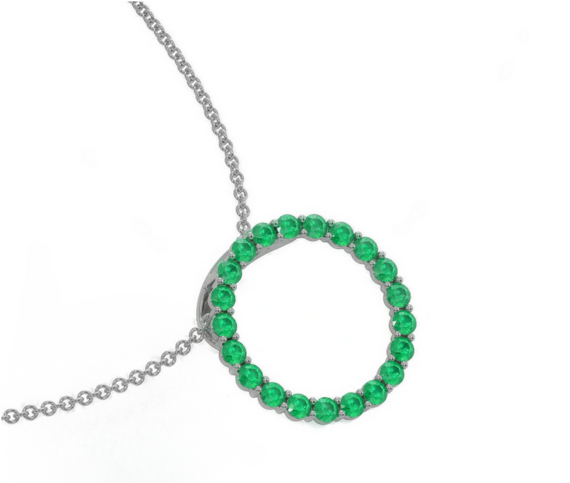 1.90  Ct. Emerald Pave Pendant, 18K White Gold