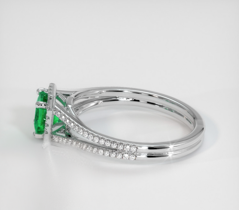 Emerald Ring 0.52 Ct., 18K White Gold