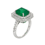 4.25 Ct. Emerald Natural Diamond Pave Ring, 14K White Gold