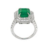 4.25 Ct. Emerald Natural Diamond Pave Ring, 14K White Gold