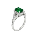 1.72 Ct. Emerald Natural Diamond Pave Ring, 14K White Gold