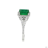 1.72 Ct. Emerald Natural Diamond Pave Ring, 14K White Gold