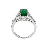 1.72 Ct. Emerald Natural Diamond Pave Ring, 14K White Gold