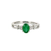 0.77 Ct. Emerald Natural Diamond Accent Stones Ring, 14K White Gold