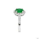 1.13 Ct. Emerald Natural Diamond Pave Ring, 14K White Gold