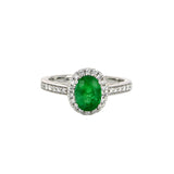 1.11 Ct. Emerald Natural Diamond Pave Ring, 14K White Gold