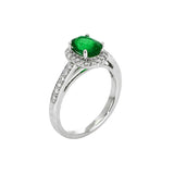 1.11 Ct. Emerald Natural Diamond Pave Ring, 14K White Gold