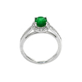 1.11 Ct. Emerald Natural Diamond Pave Ring, 14K White Gold